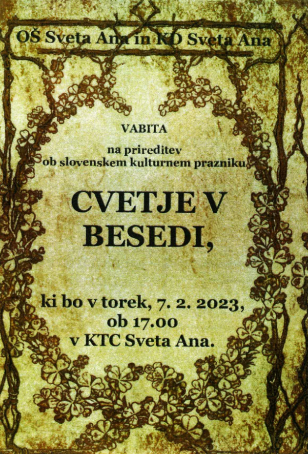 Vabilo - Cvetje v besedi