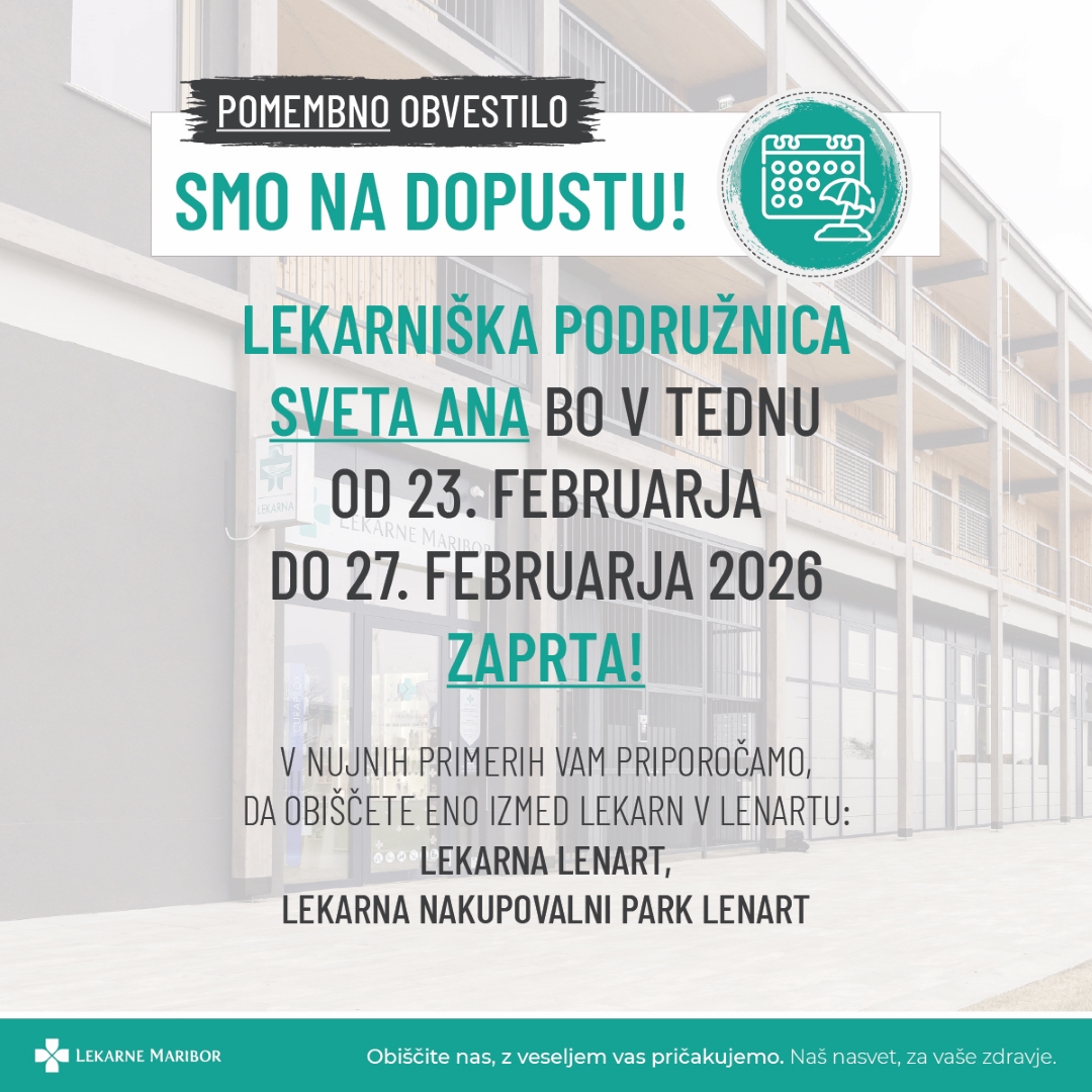 Obvestilo objava dopust SVETA ANA 2026.FEB